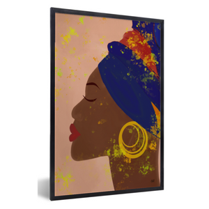Poster in lijst kleurrijke vrouw