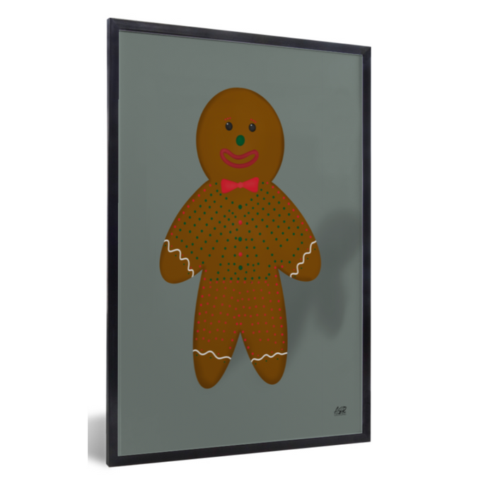 Gingerbread man kerst poster. kerstkoek