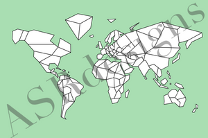 Geometrische wereldkaart | wereldposter - mintgroen