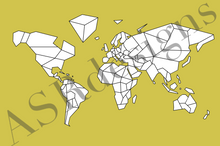 Afbeelding in Gallery-weergave laden, Geometrische wereldkaart | wereldposter - geel
