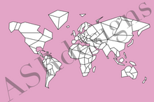 Afbeelding in Gallery-weergave laden, Geometrische wereldkaart | wereldposter - roze
