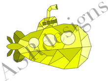 Afbeelding in Gallery-weergave laden, Geometrische en coole poster op de babykamer of kinderkamer van een onderzeeër / Duikboot  - geel
