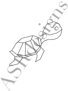 Lieve en hippe poster voor babykamer of kinderkamer van een (geometrische) schildpadje in zwart wit