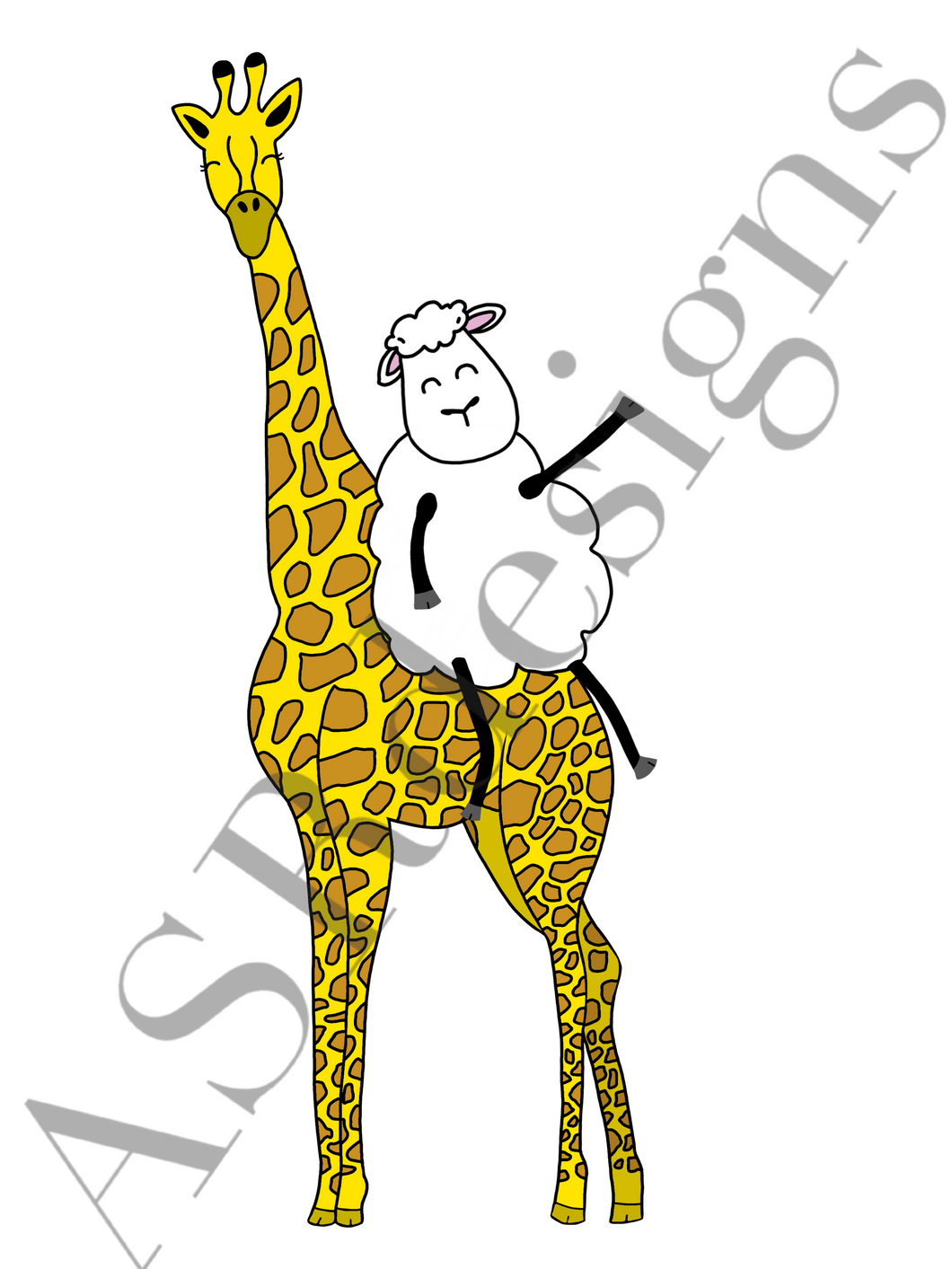 Poster giraffe met schaap