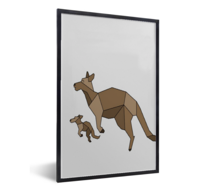 Poster kangoeroe in zwarte lijst