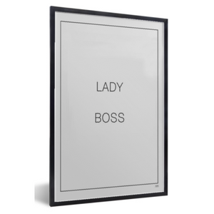 poster tekst lady boss zwart wit
