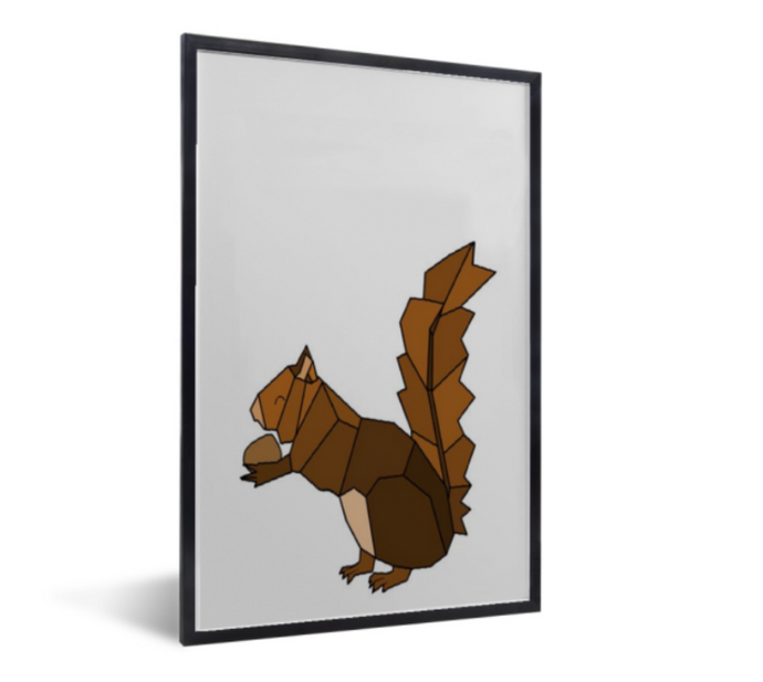 Poster eekhoorn | Decoratie kinderkamer bosthema - zwarte lijst
