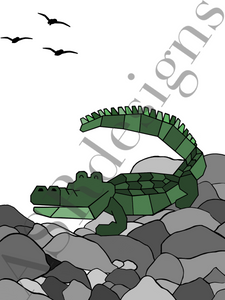 Stoere babykamer of kinderkamer Poster van krokodil in kleur