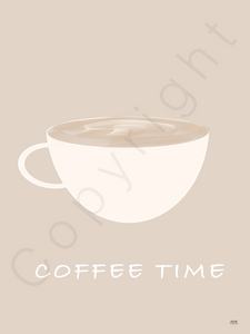 Poster tekst coffee time, koffie tijd, minimalistisch