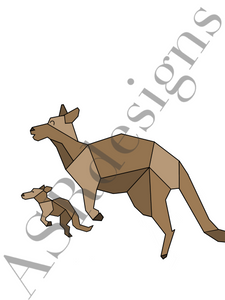 Leuke en lieve poster voor babykamer of kinderkamer van Kangeroe met baby in Australië -  in kleur