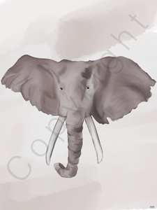 Poster olifant, realistisch - zandkleuren - boho -