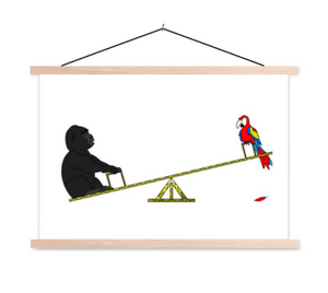 Kinderposter wipwap dieren - gorilla an papegaai in poster hanger schoolplaat