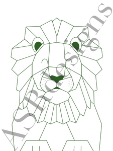 Leuke en stoere poster voor babykamer of kinderkamer van een (geometrische) Leeuw  in donker groen