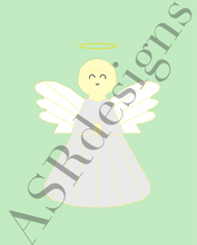 Afbeelding in Gallery-weergave laden, Lieve en mooie poster voor babykamer of kinderkamer van een (geometrische) een engeltje  in mintgroen en kleur
