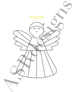 Lieve en mooie poster voor babykamer of kinderkamer van een (geometrische) een engeltje  in zwart wit