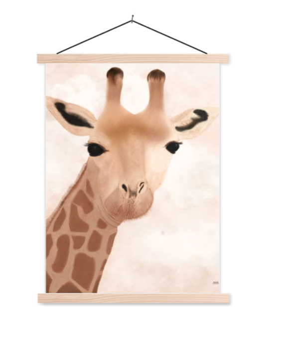 Poster giraffe op schoolplaat / met poster hangers 