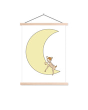 Afbeelding in Gallery-weergave laden, Lieve poster /muurdecoratie voor kinderkamer / babykamer - hertje (Bambi) op de maan
