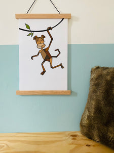 Poster vrolijk aapje