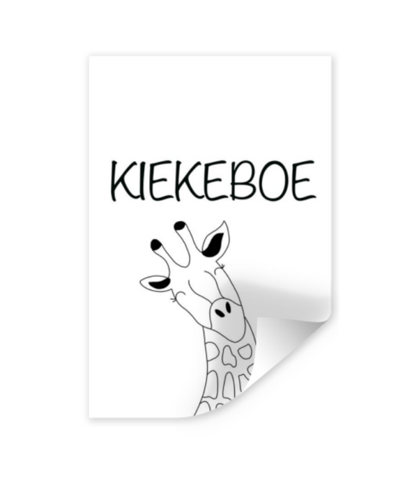 Poster babykamer/kinderkamer: leuke tekst kiekeboe - giraffe