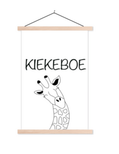 Poster babykamer/kinderkamer: leuke tekst kiekeboe - Giraffe