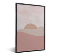 Afbeelding in Gallery-weergave laden, kinderposter zon pastel roze zwarte lijst
