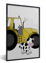 Afbeelding in Gallery-weergave laden, Posterset / muurdecoratie kinderkamer of babykamer van boerderij dieren (varken .biggetje, tractor met koe en kip met kuiken)
