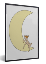 Afbeelding in Gallery-weergave laden, Lieve poster /muurdecoratie voor kinderkamer / babykamer - hertje (Bambi) op de maan

