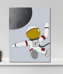 poster astronaut - kinderkamer astronaut in ruimte - rood- canvas