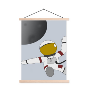 poster astronaut - kinderkamer astronaut in ruimte - rod - poster hanger