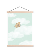 Afbeelding in Gallery-weergave laden, poster babykamer beer in wolken mintgroen - schoolplaat / poster hanger
