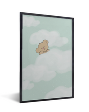 Afbeelding in Gallery-weergave laden, poster babykamer beer in wolken mintgroen - lijst
