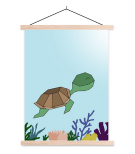 Poster zwemmende schildpad