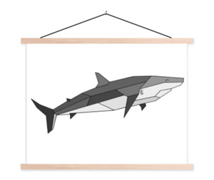 Poster geometrische haai