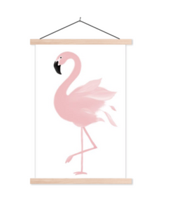 Poster flamingo met veren
