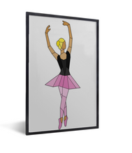 Afbeelding in Gallery-weergave laden, kinderposter dansende ballerina - vrolijk - kleurrijk
