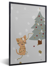 Afbeelding in Gallery-weergave laden, Kerstposter Kat en boom
