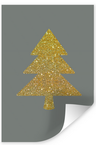 Kerstposter kerstboom goud glitter